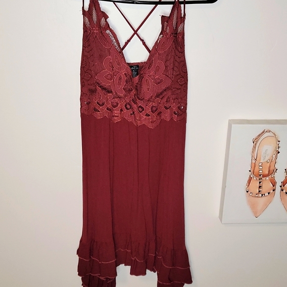 Rue21 Dresses & Skirts - Rue21 Women's Burgundy flare mini dress Size M